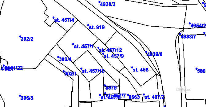 Parcela st. 457/9 v KÚ Domažlice, Katastrální mapa