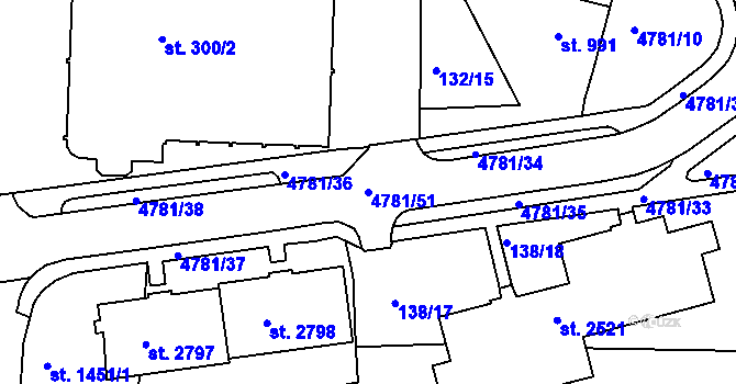 Parcela st. 4781/51 v KÚ Domažlice, Katastrální mapa