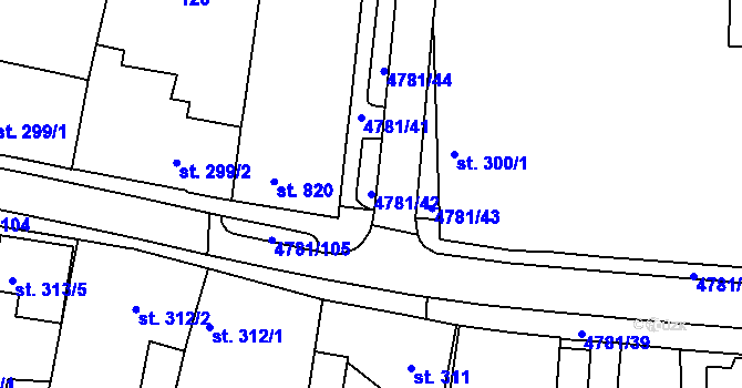 Parcela st. 4781/42 v KÚ Domažlice, Katastrální mapa