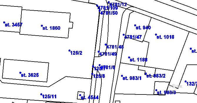Parcela st. 4781/49 v KÚ Domažlice, Katastrální mapa