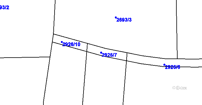Parcela st. 2926/7 v KÚ Domažlice, Katastrální mapa