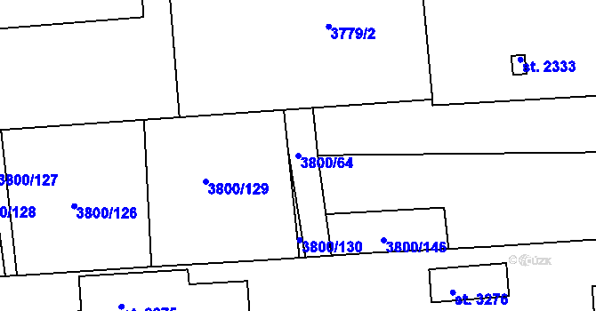 Parcela st. 3800/64 v KÚ Domažlice, Katastrální mapa