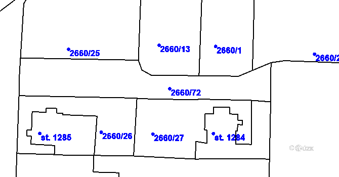 Parcela st. 2660/72 v KÚ Domažlice, Katastrální mapa