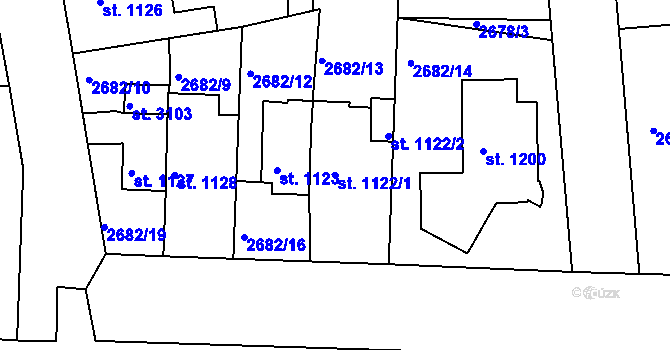 Parcela st. 1122/1 v KÚ Domažlice, Katastrální mapa