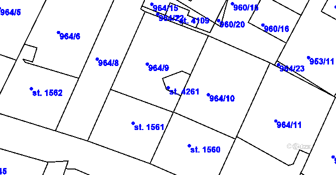 Parcela st. 4261 v KÚ Domažlice, Katastrální mapa
