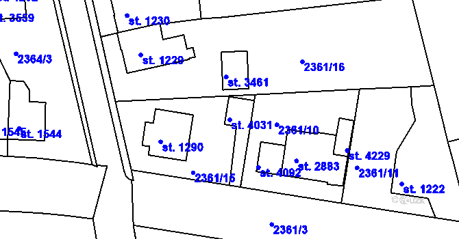 Parcela st. 4031 v KÚ Domažlice, Katastrální mapa
