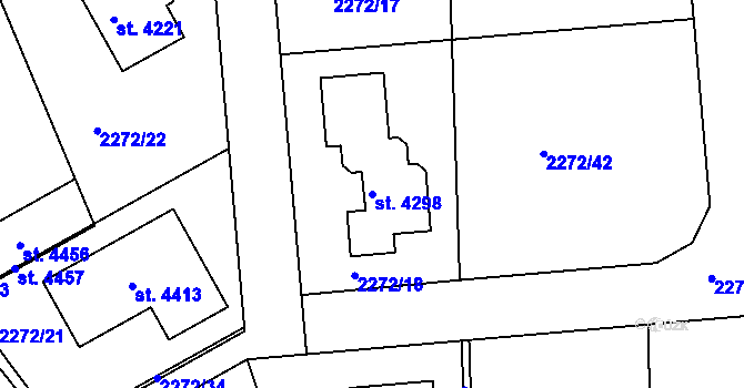 Parcela st. 4298 v KÚ Domažlice, Katastrální mapa