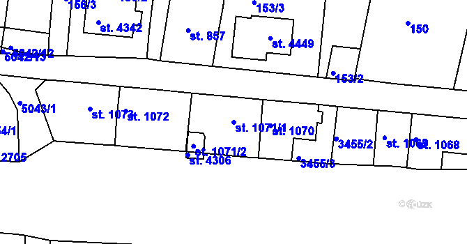 Parcela st. 1071/1 v KÚ Domažlice, Katastrální mapa
