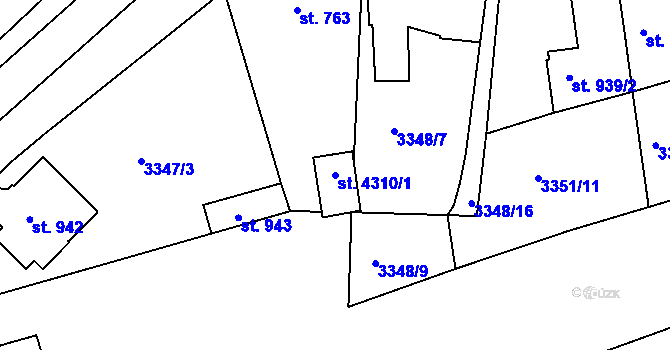 Parcela st. 4310/1 v KÚ Domažlice, Katastrální mapa