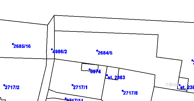 Parcela st. 2684/5 v KÚ Domažlice, Katastrální mapa