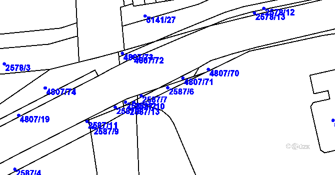 Parcela st. 2587/6 v KÚ Domažlice, Katastrální mapa