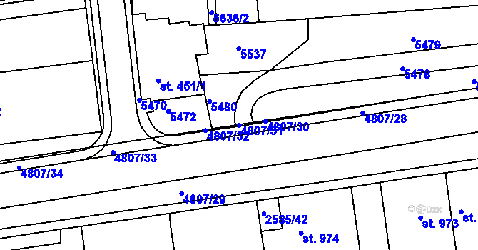 Parcela st. 4807/31 v KÚ Domažlice, Katastrální mapa