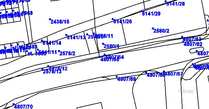 Parcela st. 4807/64 v KÚ Domažlice, Katastrální mapa