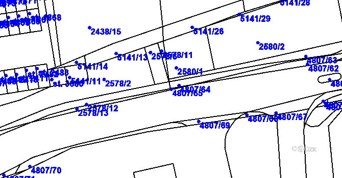 Parcela st. 4807/65 v KÚ Domažlice, Katastrální mapa