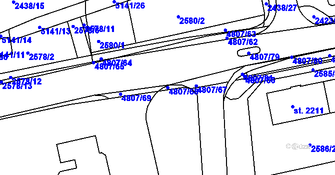 Parcela st. 4807/68 v KÚ Domažlice, Katastrální mapa
