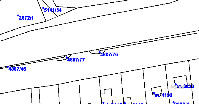 Parcela st. 4807/76 v KÚ Domažlice, Katastrální mapa