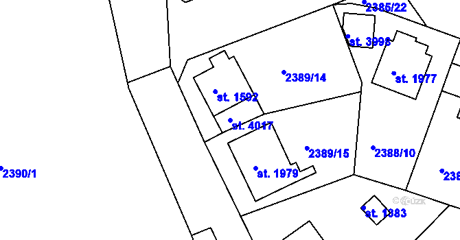 Parcela st. 4017 v KÚ Domažlice, Katastrální mapa