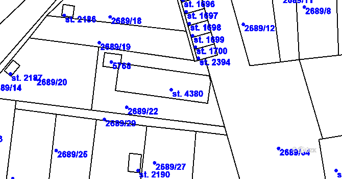 Parcela st. 4380 v KÚ Domažlice, Katastrální mapa