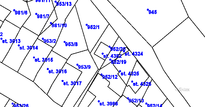 Parcela st. 4382 v KÚ Domažlice, Katastrální mapa