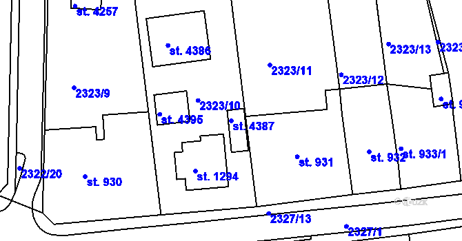 Parcela st. 4387 v KÚ Domažlice, Katastrální mapa