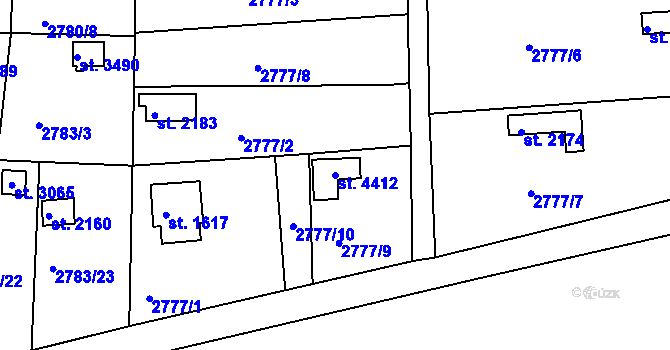Parcela st. 4412 v KÚ Domažlice, Katastrální mapa