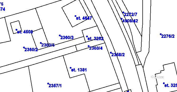 Parcela st. 2360/4 v KÚ Domažlice, Katastrální mapa