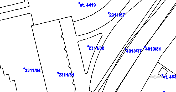 Parcela st. 2311/60 v KÚ Domažlice, Katastrální mapa