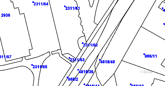 Parcela st. 2311/62 v KÚ Domažlice, Katastrální mapa