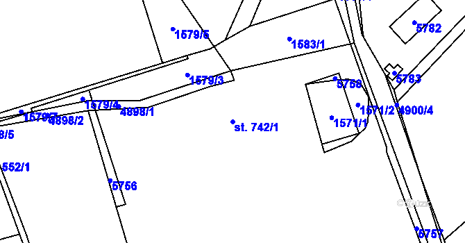 Parcela st. 742/1 v KÚ Domažlice, Katastrální mapa