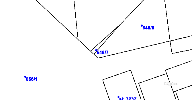 Parcela st. 648/7 v KÚ Domažlice, Katastrální mapa