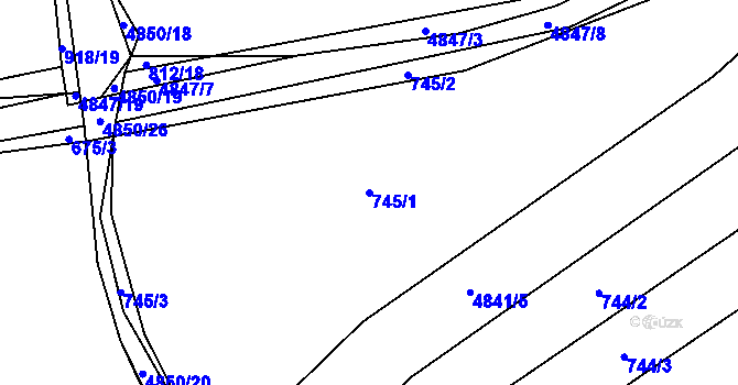 Parcela st. 745/1 v KÚ Domažlice, Katastrální mapa