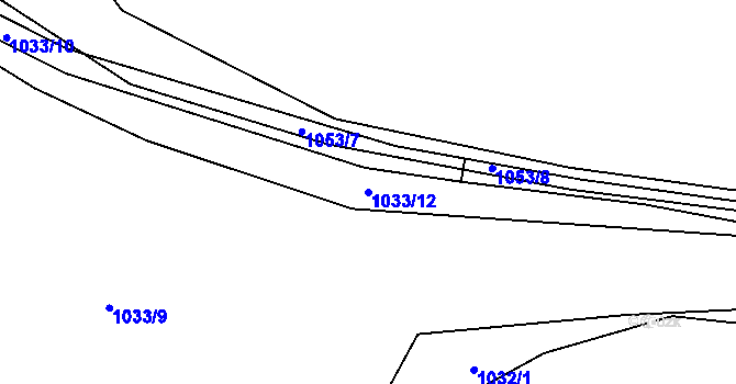 Parcela st. 1033/12 v KÚ Domažlice, Katastrální mapa