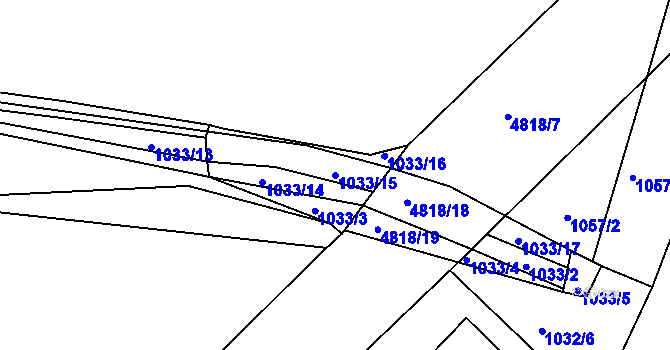 Parcela st. 1033/15 v KÚ Domažlice, Katastrální mapa