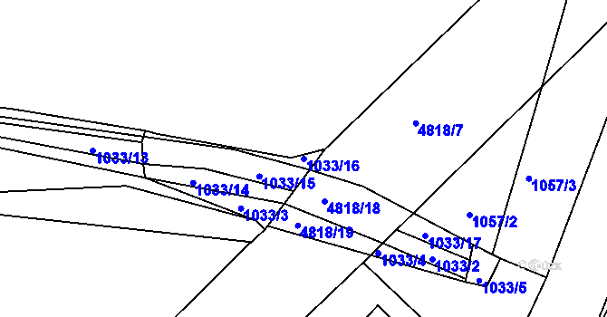 Parcela st. 1033/16 v KÚ Domažlice, Katastrální mapa