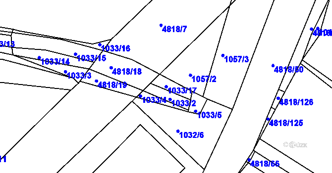 Parcela st. 1033/17 v KÚ Domažlice, Katastrální mapa