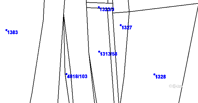 Parcela st. 1313/58 v KÚ Domažlice, Katastrální mapa