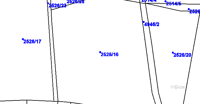 Parcela st. 2526/16 v KÚ Domažlice, Katastrální mapa