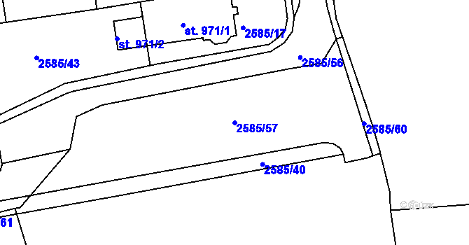 Parcela st. 2585/57 v KÚ Domažlice, Katastrální mapa