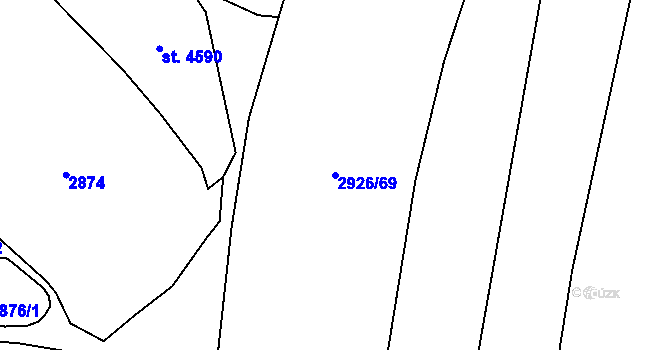 Parcela st. 2926/69 v KÚ Domažlice, Katastrální mapa
