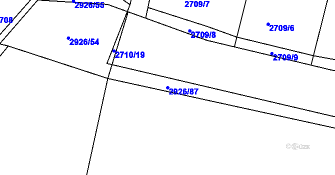Parcela st. 2926/87 v KÚ Domažlice, Katastrální mapa