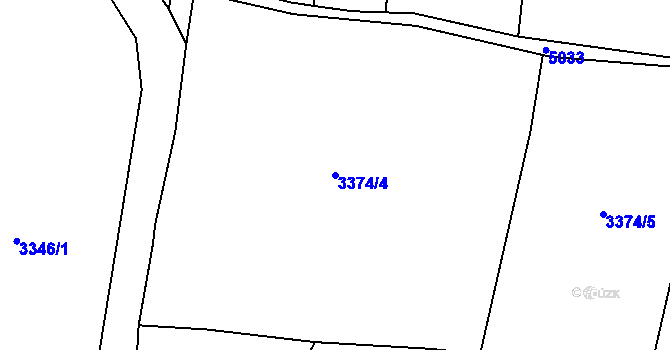 Parcela st. 3374/4 v KÚ Domažlice, Katastrální mapa