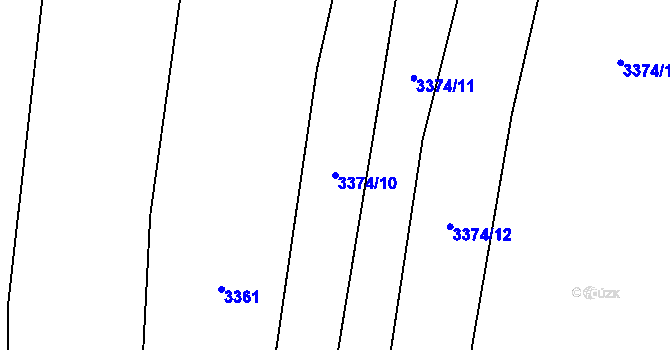 Parcela st. 3374/10 v KÚ Domažlice, Katastrální mapa