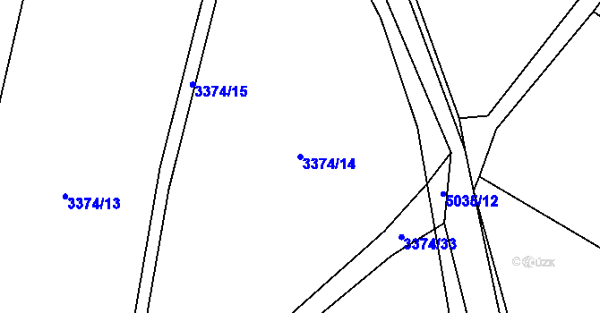Parcela st. 3374/14 v KÚ Domažlice, Katastrální mapa