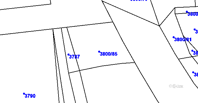 Parcela st. 3800/85 v KÚ Domažlice, Katastrální mapa