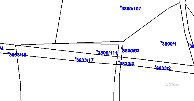 Parcela st. 3800/111 v KÚ Domažlice, Katastrální mapa