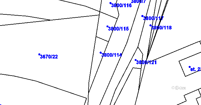 Parcela st. 3800/114 v KÚ Domažlice, Katastrální mapa