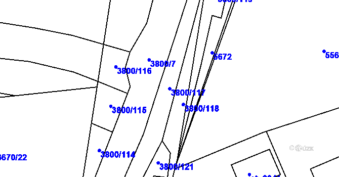 Parcela st. 3800/117 v KÚ Domažlice, Katastrální mapa