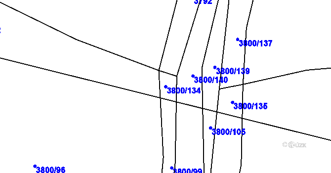 Parcela st. 3800/134 v KÚ Domažlice, Katastrální mapa