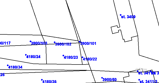 Parcela st. 3900/101 v KÚ Domažlice, Katastrální mapa
