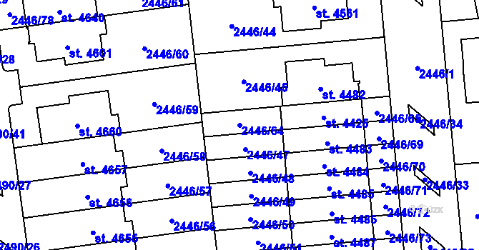 Parcela st. 2446/64 v KÚ Domažlice, Katastrální mapa